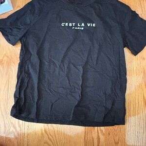 SHEIN Black 'C'est La Vie Paris' Tee